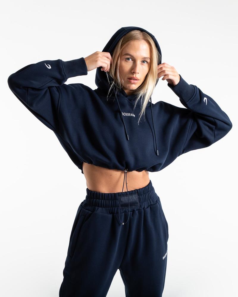 JOHNSON CROPPED HOODIE - NAVY.