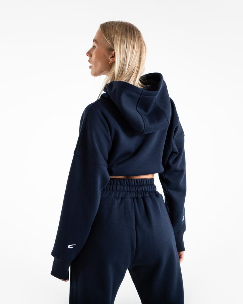 JOHNSON CROPPED HOODIE - NAVY.